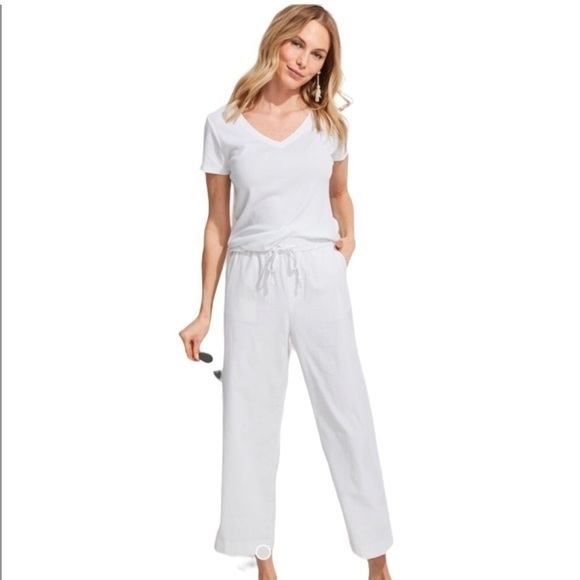 Vineyard Vines Pants - Vineyard Vines 100% linen pants white wide leg drawstring size xxs